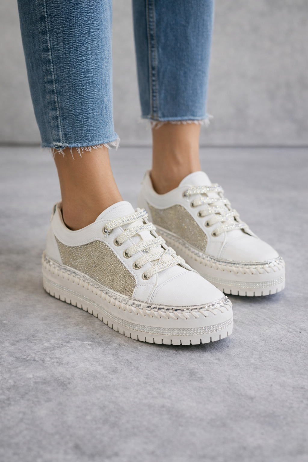 Luxe Crystal Platform Sneakers