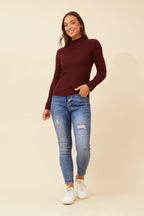 JUNE SOLID KNIT JUMPER - PORT
