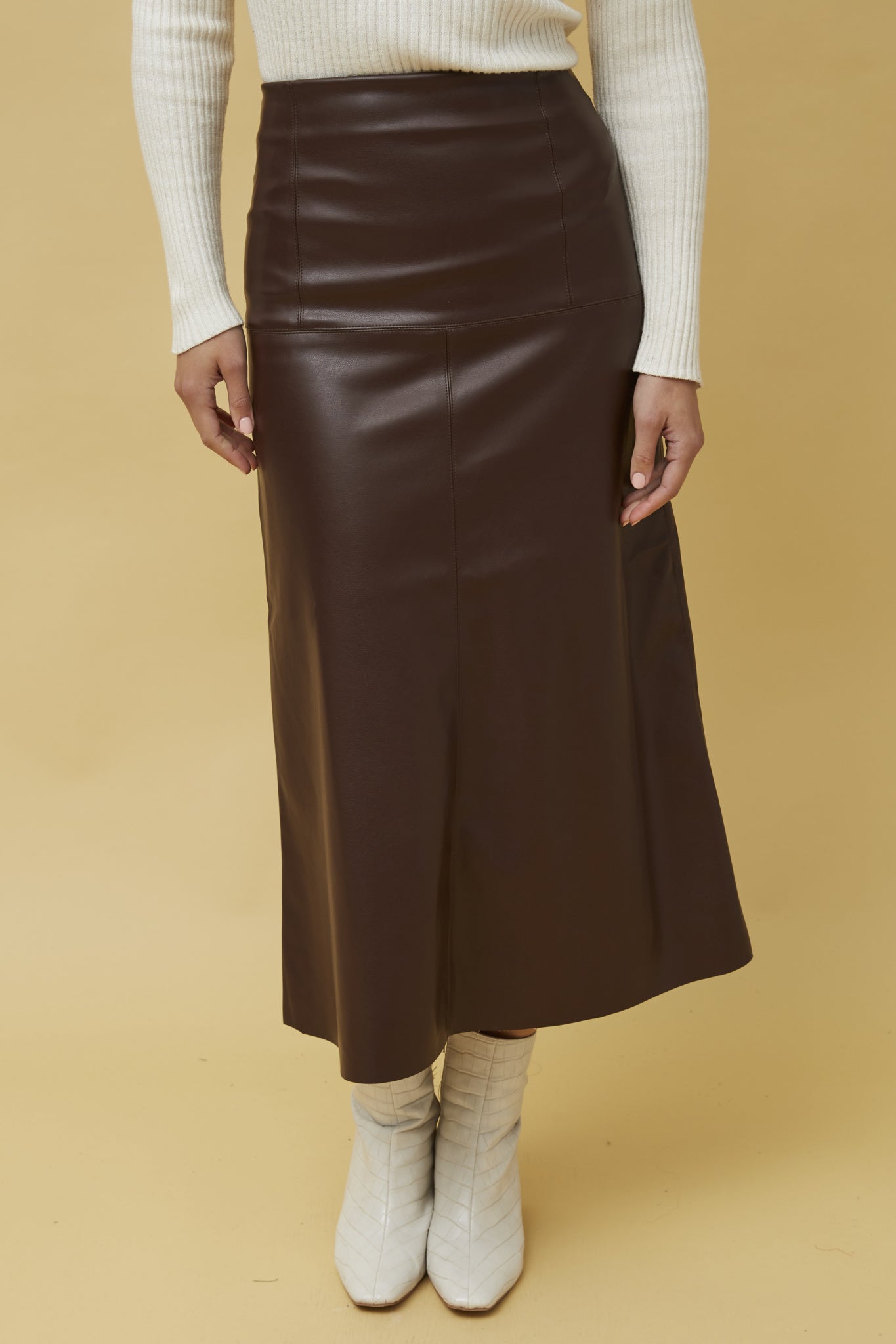 Charlotte Vegan Leather Maxi Skirt - chocolate
