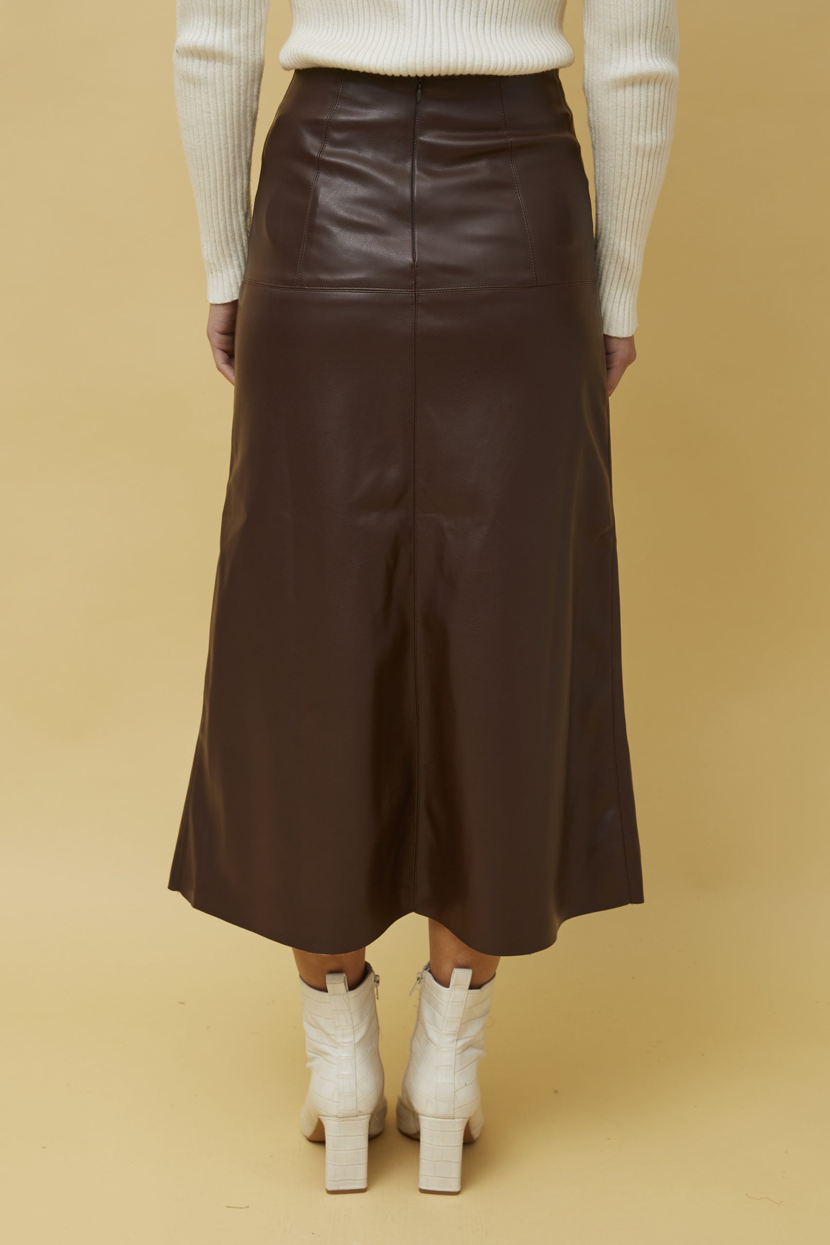 Charlotte Vegan Leather Maxi Skirt - chocolate