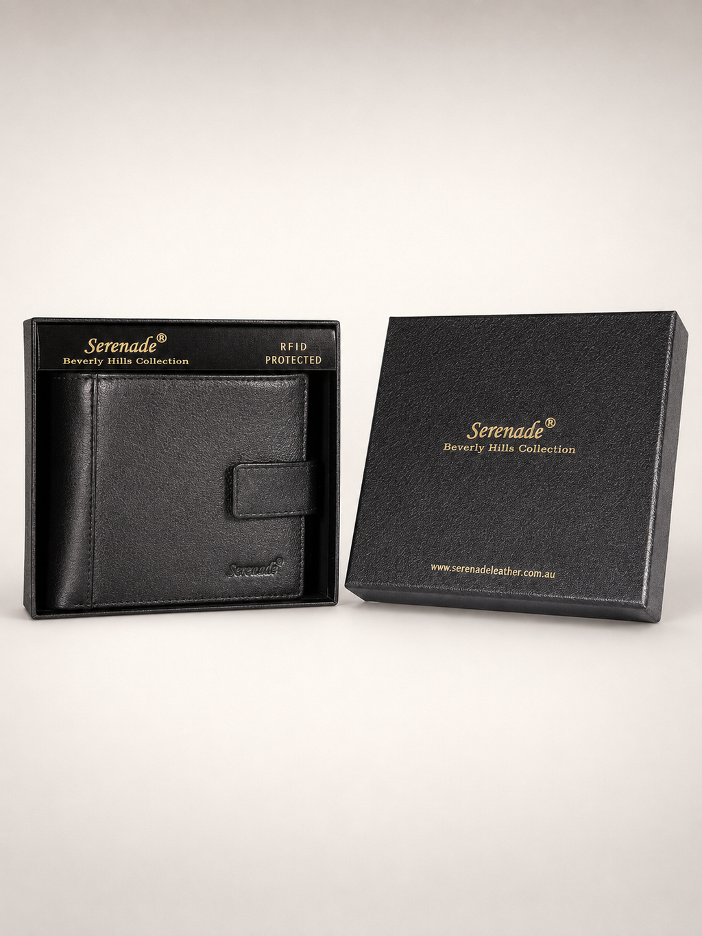 SAAVY MEN'S LEATHER BILLFOLD WALLET WITH TAB CLOSURE AND RFID- GRAIN FINISH
