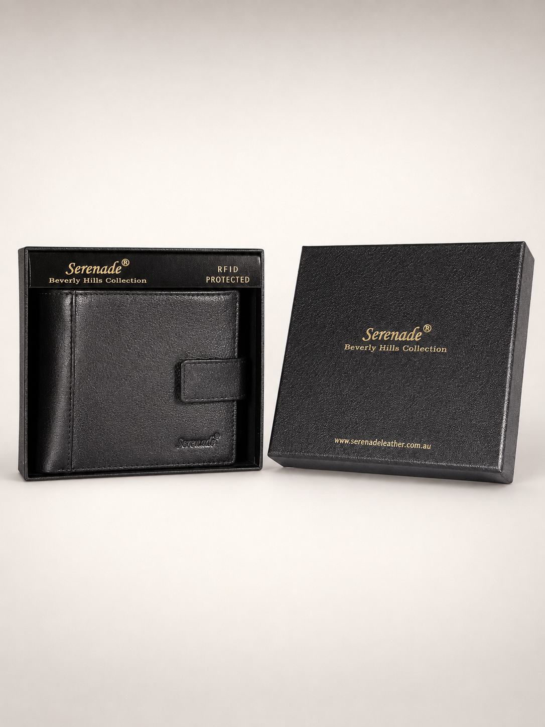 SAAVY MEN'S LEATHER BILLFOLD WALLET WITH TAB CLOSURE AND RFID- GRAIN FINISH