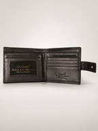 SAAVY MEN'S LEATHER BILLFOLD WALLET WITH TAB CLOSURE AND RFID- GRAIN FINISH