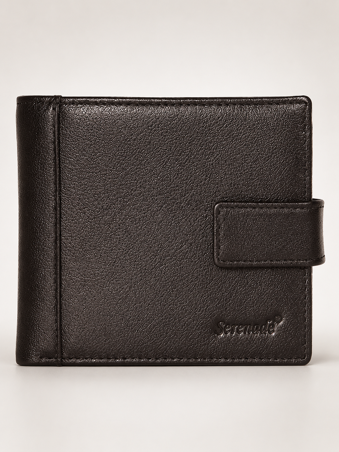 SAAVY MEN'S LEATHER BILLFOLD WALLET WITH TAB CLOSURE AND RFID- GRAIN FINISH