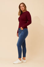 CARLETTA SOLID KNIT PULLOVER - Red Dahlia