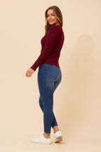 CARLETTA SOLID KNIT PULLOVER - Red Dahlia