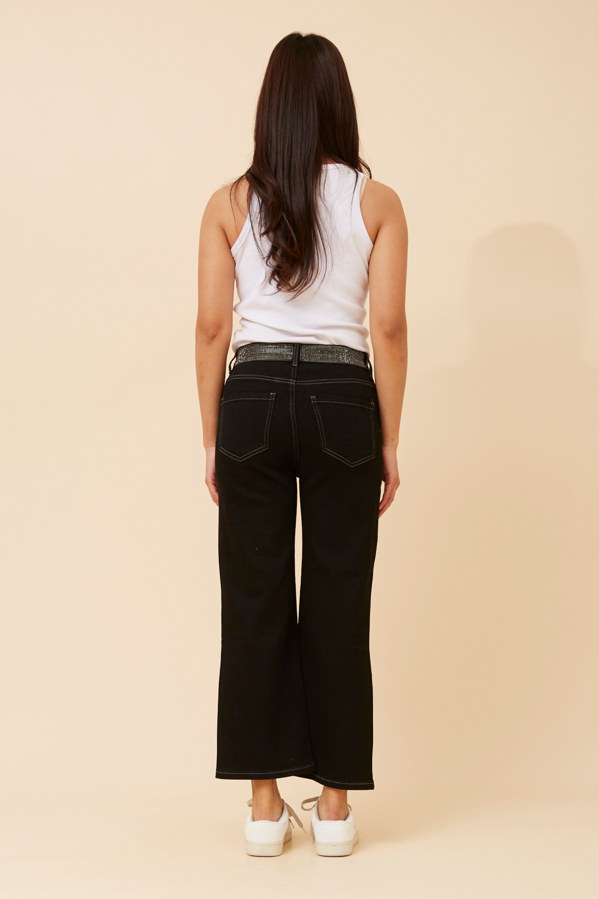 FABIANA DIAMANTE DENIM PANTS - Black