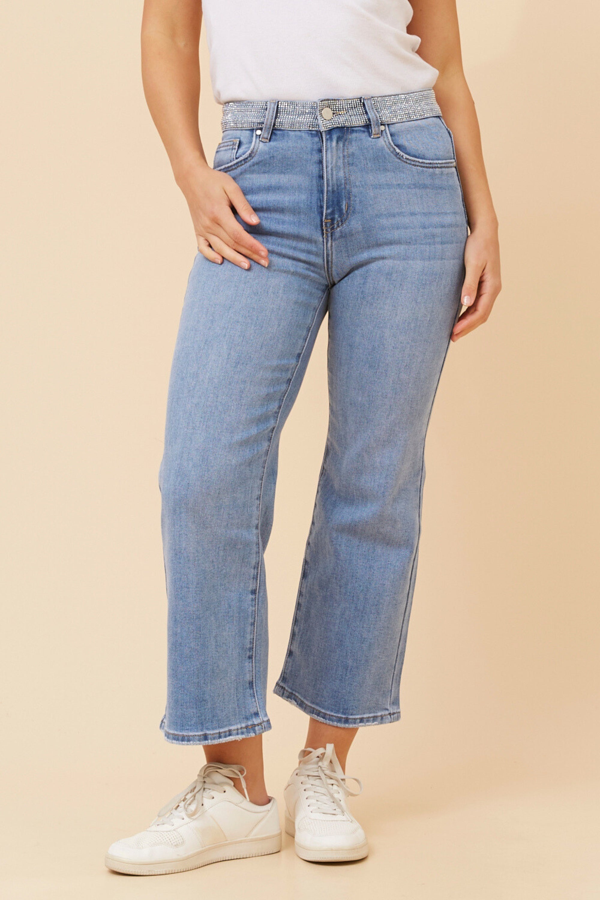 FABIANA DIAMANTE DENIM PANTS - Light Denim
