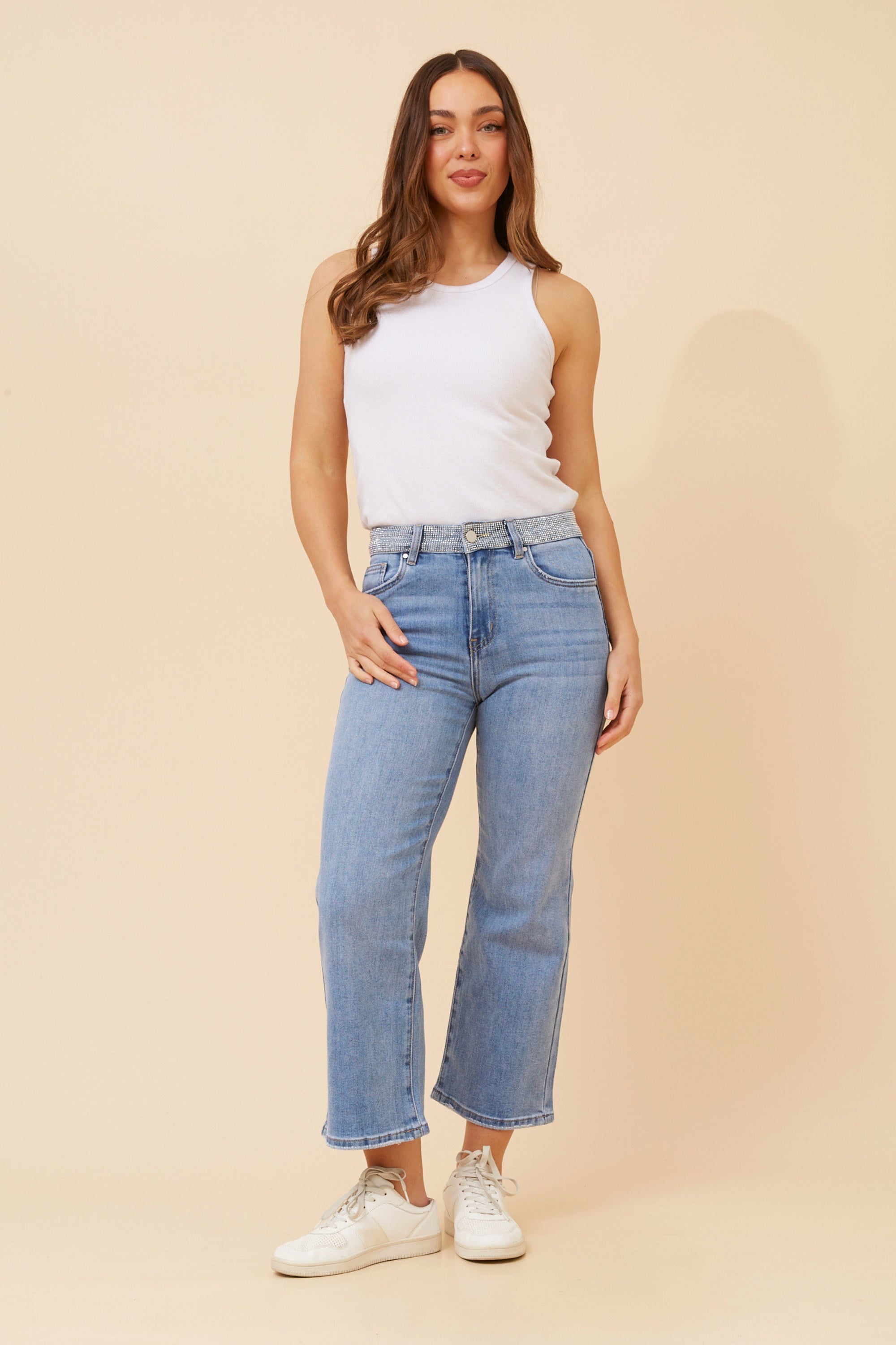 FABIANA DIAMANTE DENIM PANTS - Light Denim