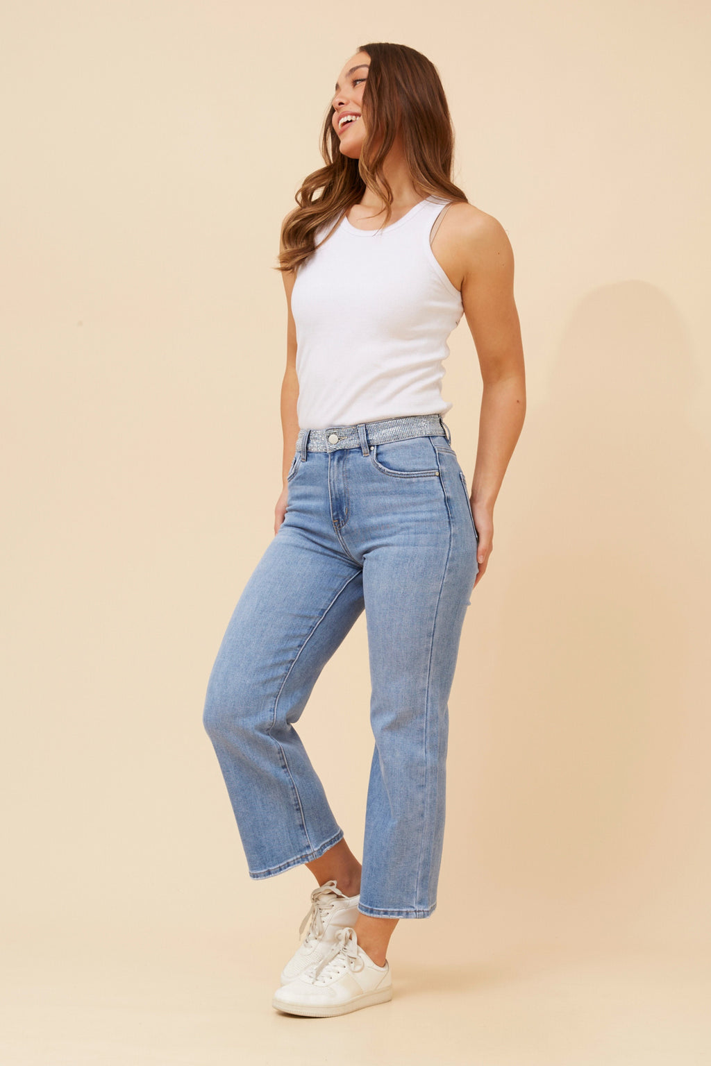 FABIANA DIAMANTE DENIM PANTS - Light Denim
