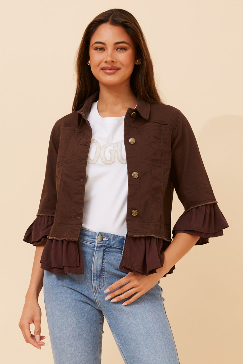 KENSLEY FRILL DENIM JACKET