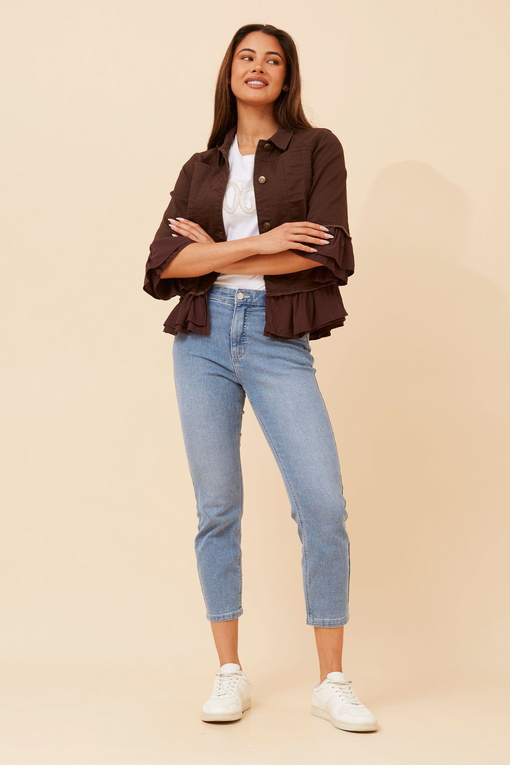 KENSLEY FRILL DENIM JACKET