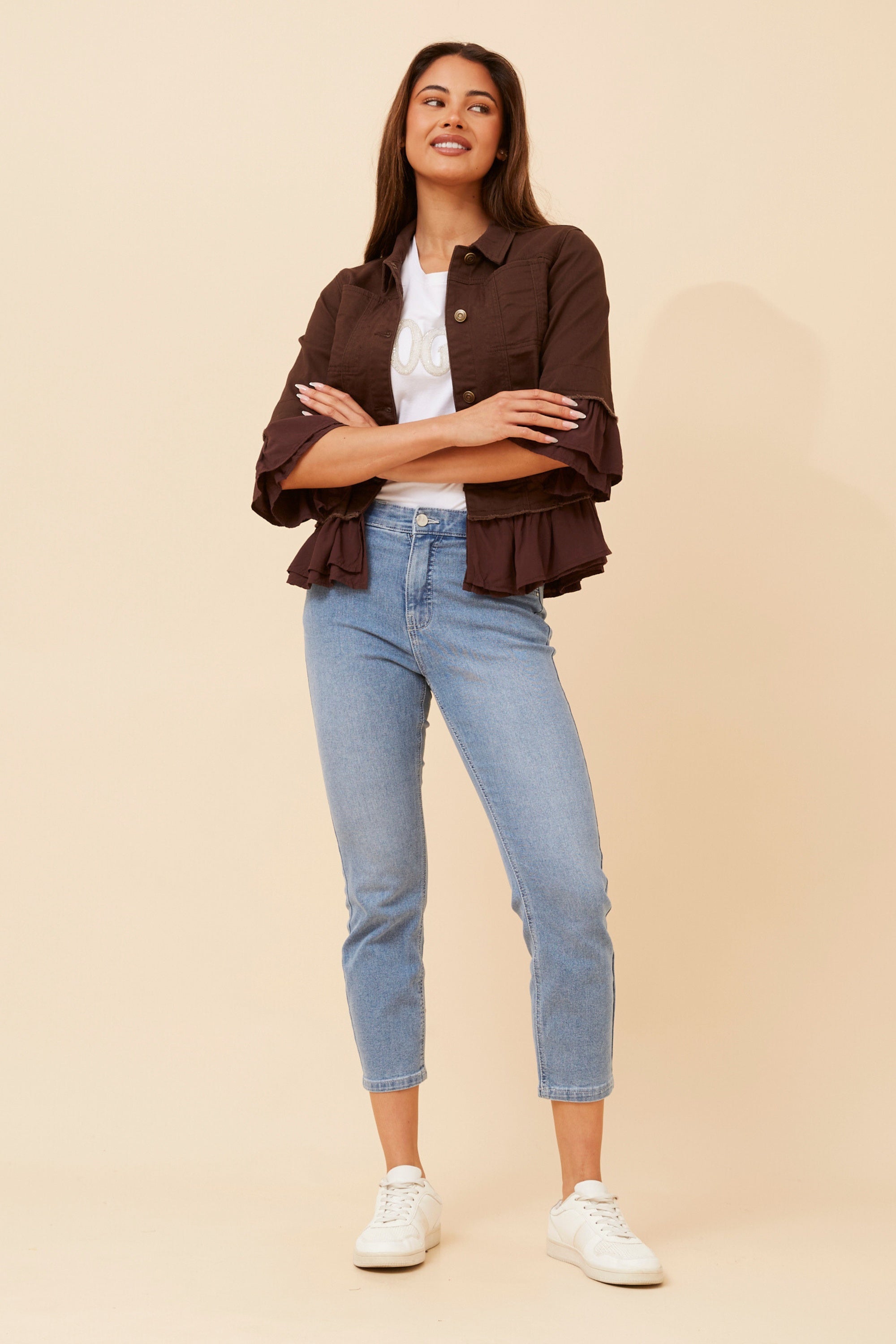 KENSLEY FRILL DENIM JACKET