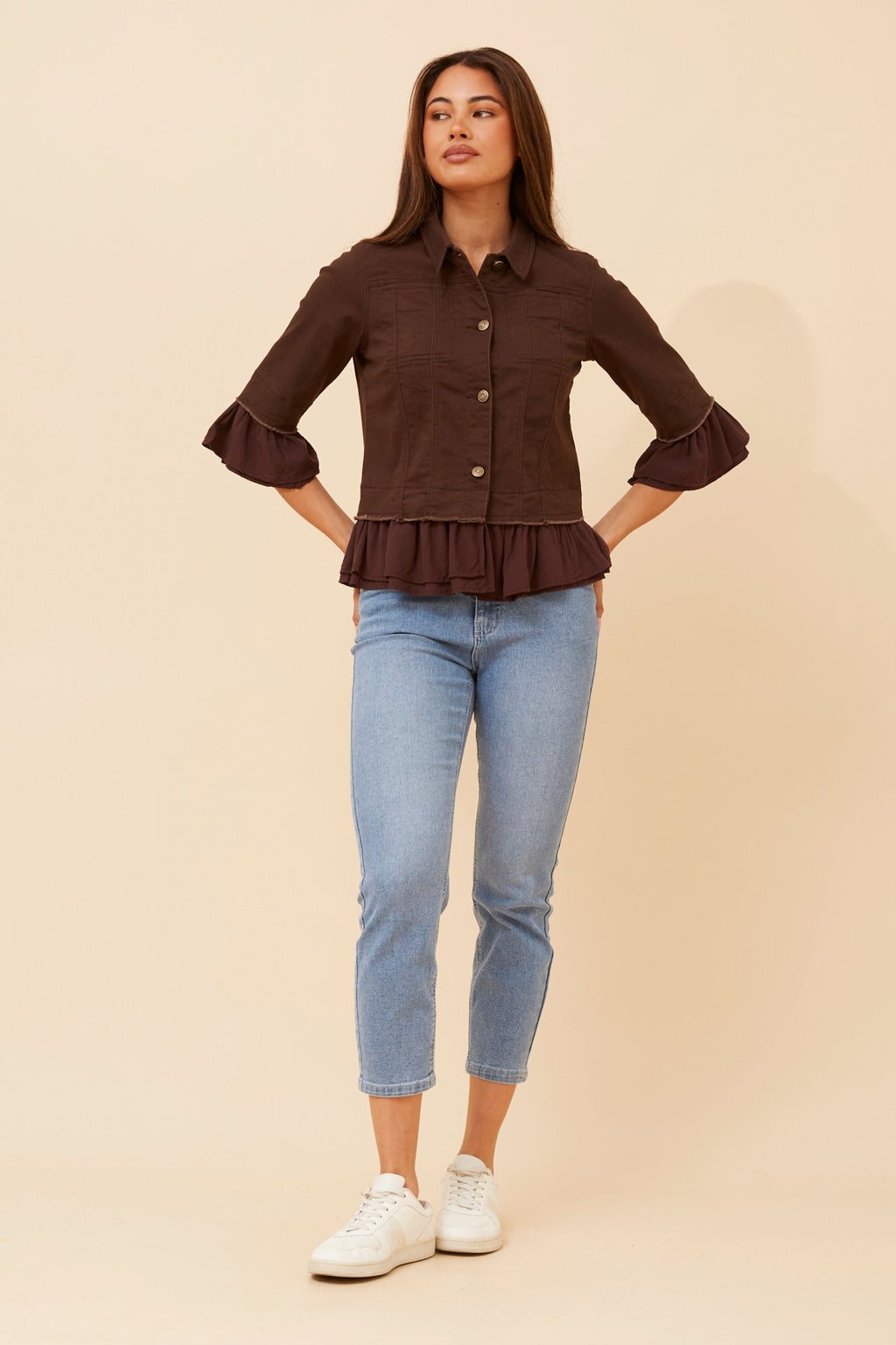 KENSLEY FRILL DENIM JACKET