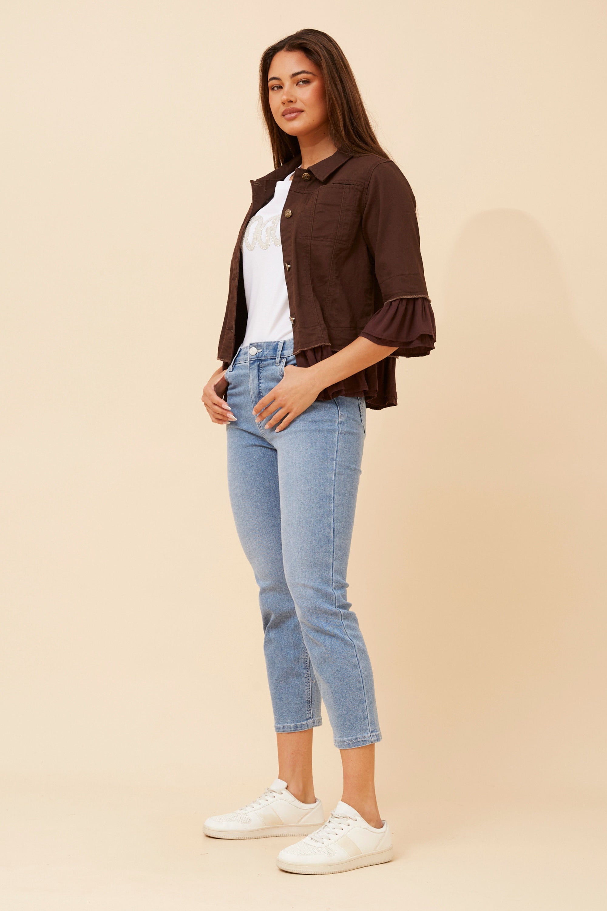 KENSLEY FRILL DENIM JACKET