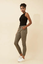 SANIA SOLID JOGGER PANTS - khaki