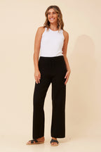 ZAYNE WIDE LEG KNIT PANTS - Black